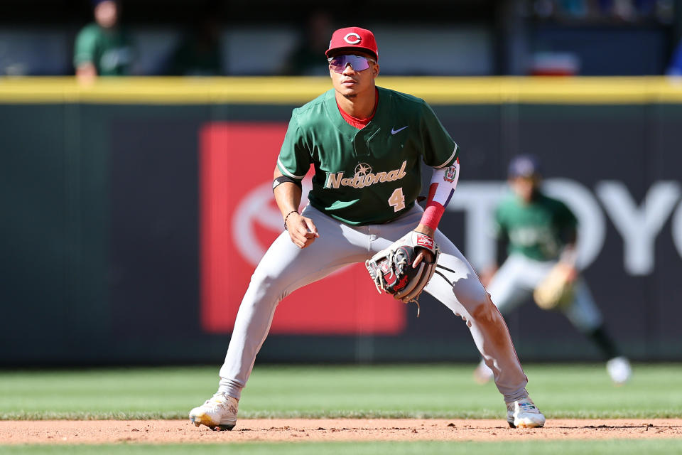 Noelvi Marte will help the Reds make a postseason push in 2023. (Photo by Tim Nwachukwu/Getty Images)