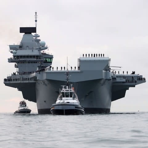  HMS Queen Elizabeth, the UK's newest aircraft carrier, arriving in Portsmouth - Credit: Ian Simpson/Royal Navy/PA