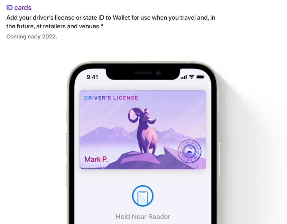 iOS 15 will let you add ID cards to the Wallet app in 2022. - Credit: Apple