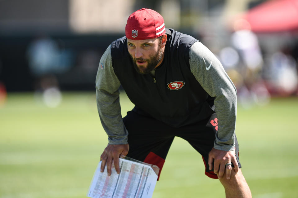 Former San Francisco 49ers wide receiver coach Wes Welker will be taking the same role on the staff of the Miami Dolphins. (Photo by Cody Glenn/Icon Sportswire via Getty Images)