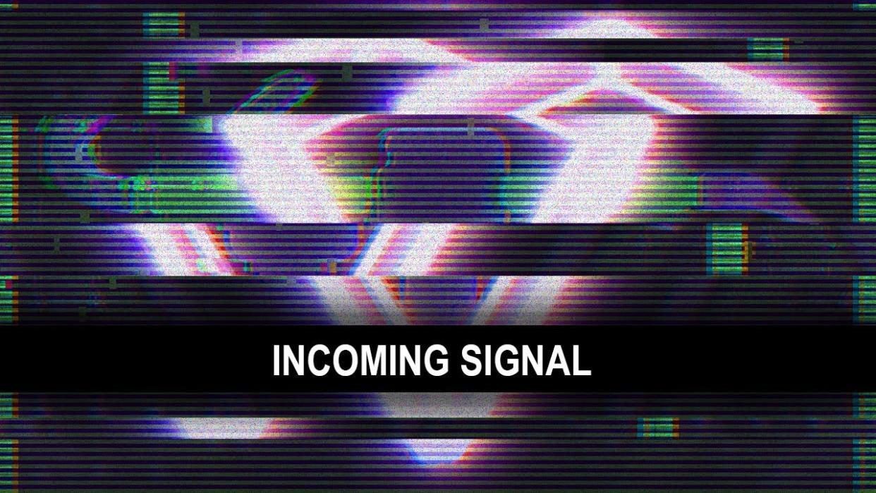  Crowbar Collective tease - "Incoming Signal" overtop a garbled video screen. 