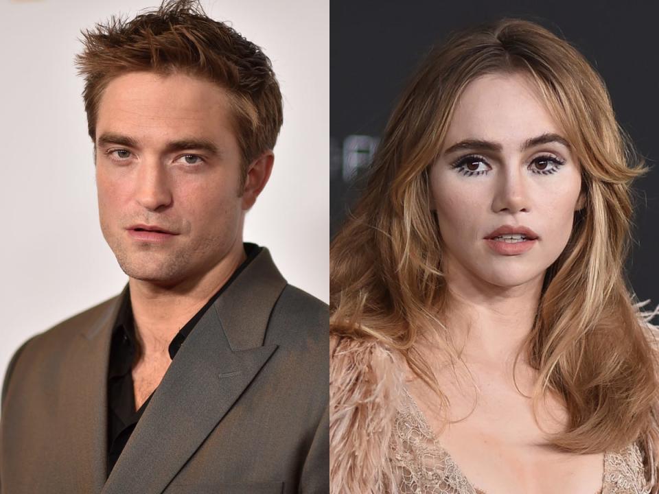 On the left: Robert Pattinson in September 2021. On the right: Suki Waterhouse in November 2021.