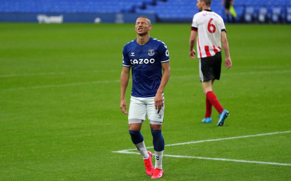 Richarlison shows his frustration after volleying over just before the break - GETTY IMAGES