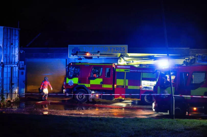 Firefighters at the scene on Alice Street, Swinton