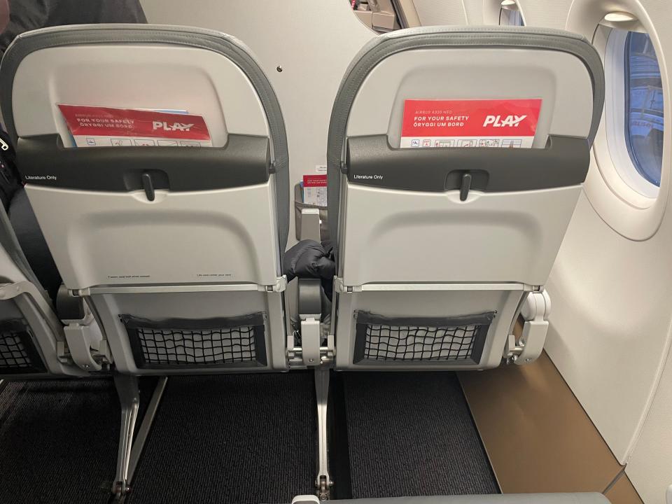 Extra legrooms seats on PLAY Airlines airplane Asia London Palomba PLAY Airlines review