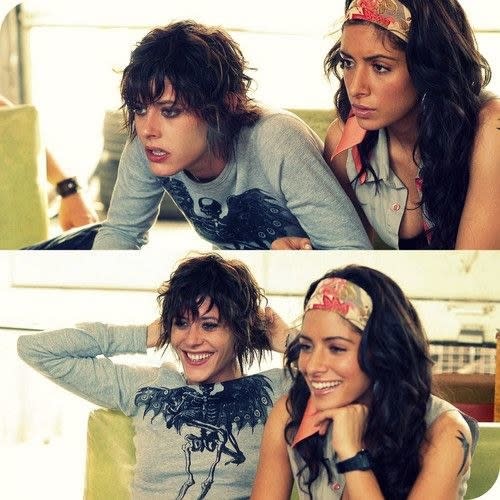 Katherine Moennig and Sarah Shahi on "The L Word"