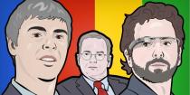 Larry Page Sergey Brin Eric Schmidt Google Portrait Illustration