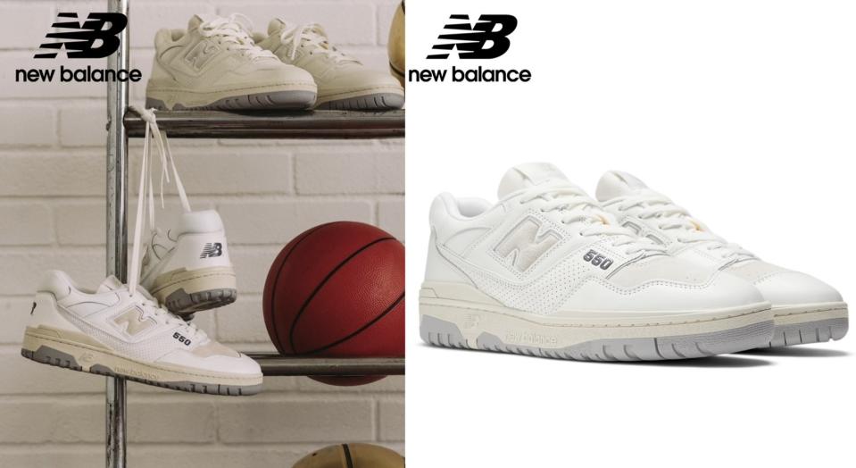 IU著用款New Balance復古鞋550米白，原價3,880元，活動價3,104元。（圖/New Balance）