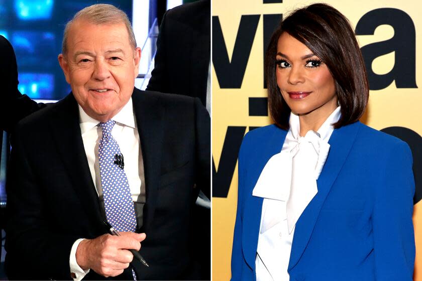 Stuart Varney of Fox Business Network and Univision anchor Illa Calderón