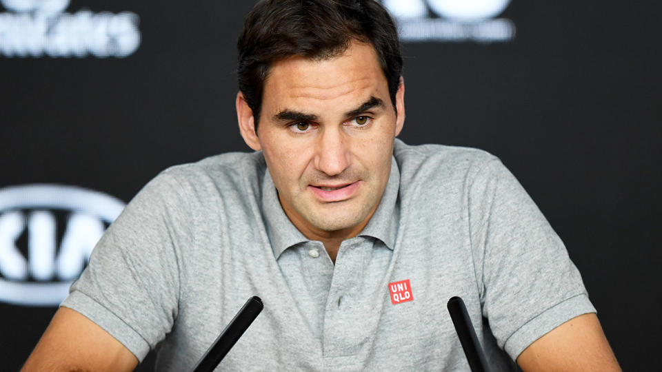 Roger Federer, pictured here speaking to media at the Australian Open in January.