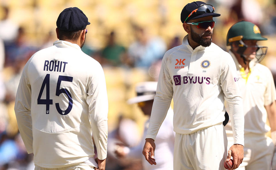 Rohit Sharma and Virat Kohli, pictured here in action for India during the first Test against Australia.