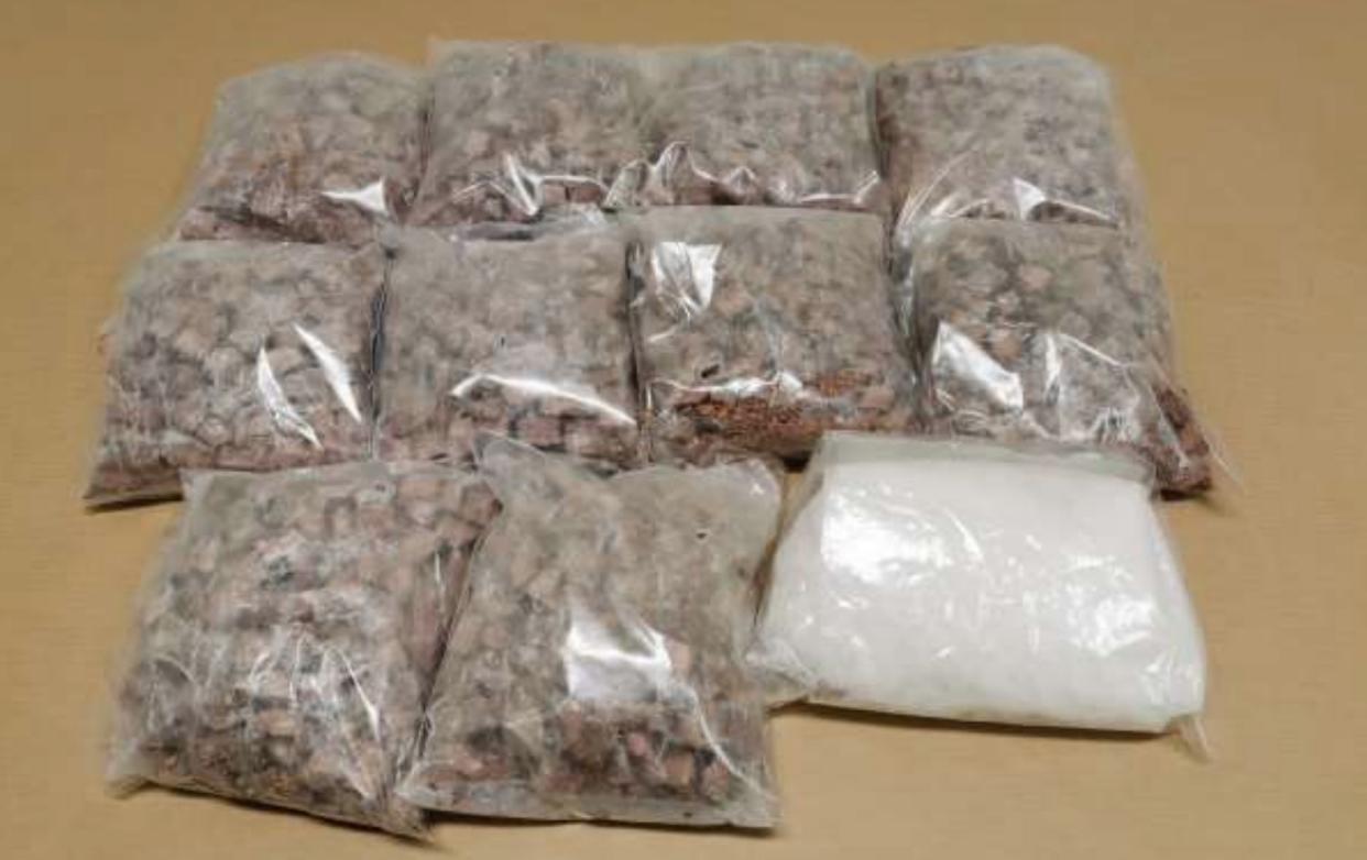 Heroin and ‘Ice’ found within a Malaysia-registered lorry, at Woodlands Checkpoint, on 18 December 2020. (PHOTO: Central Narcotics Bureau)