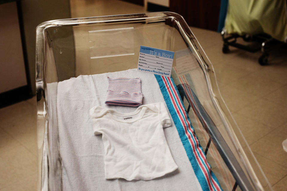 The empty nursery in Monroe County Hospital's labor and deliver wing. (Charity Rachelle for NBC News)