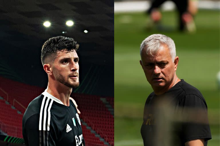 Marcos Senesi y José Mourinho, defensor argentino de Feyenoord y entrenador portugués de Roma, rivales en la final de la primera Conference League, este miércoles en Albania.