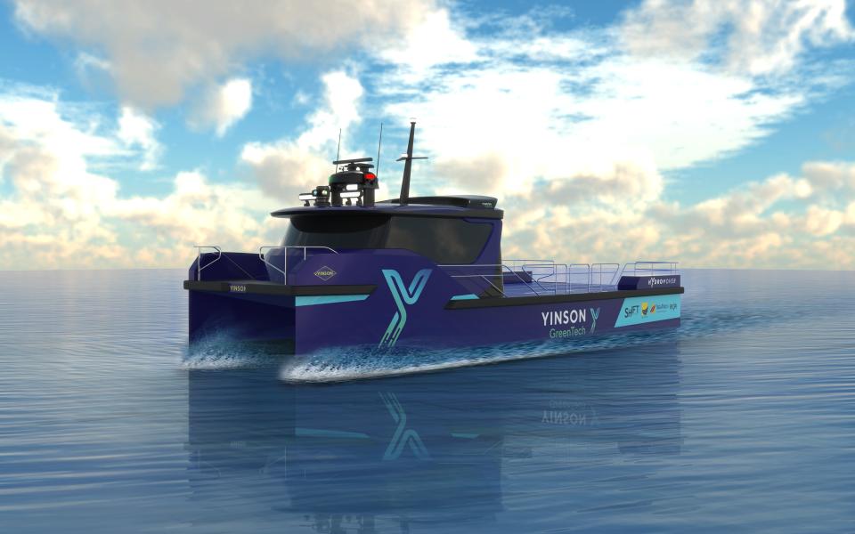 A rendering of YGT’s electric cargo vessel. (Yinson Green Technologies)