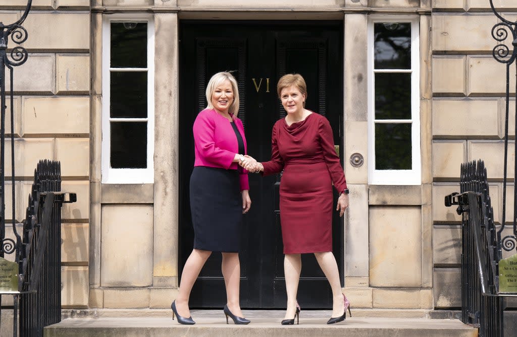 First Minister Nicola Sturgeon, right, met Sinn Fein vice-president Michelle O’Neill at Bute House in Edinburgh (Jane Barlow/PA) (PA Wire)