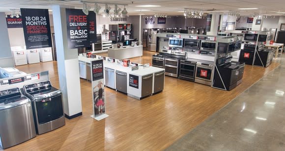 A JCPenney appliance showroom