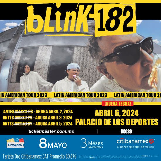 nuevas fechas de Blink-182 México