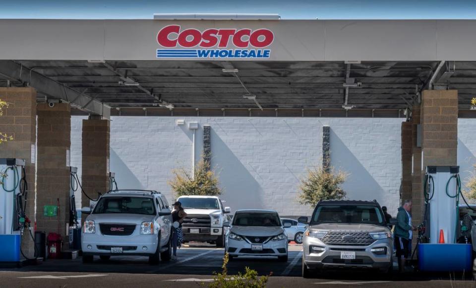 Customers fill up on gas on Monday, March 14, 2022, at the Costco in Elk Grove, where regular gasoline was $5.19. The average price in Sacramento County on Monday was $5.65, according to AAA.