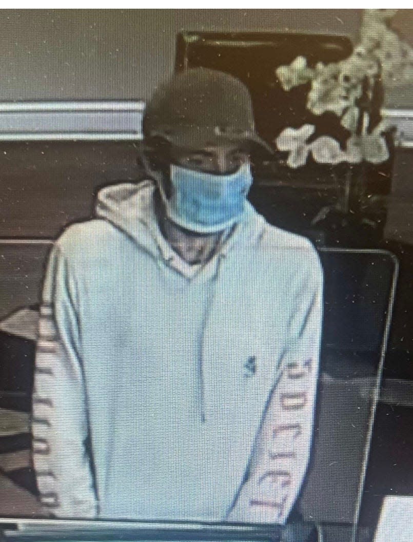 Fort Walton Beach Police are searching for this man in connection with a robbery at BankcorpSouth Bank on Beal Parkway on Thursday. Anyone with information is asked to contact Detective Stalls at 850-833-9546.