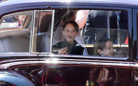 Meghan Markle arrives at St George's Chapel at Windsor Castle for her wedding - Credit: Ian West/PA