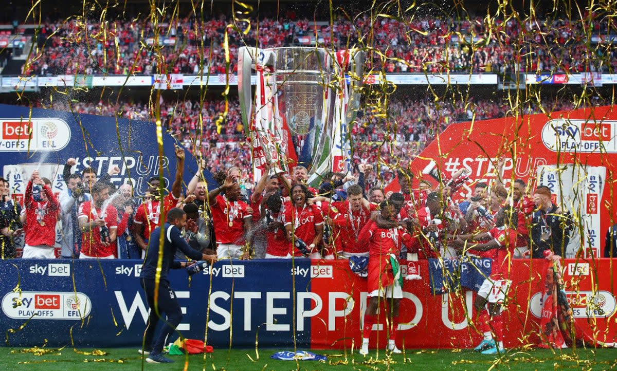 Nottingham Forest were last season’s team with the lottery ticket as they triumphed in the play-off final  (Getty Images)