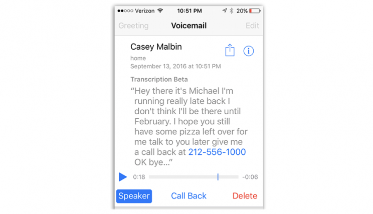 Apple’s “beta” voicemail transcription isn’t perfect, but it’s helpful.