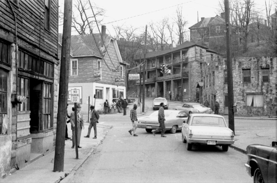 The East End neighborhood of Asheville, N.C., before buildings were demolished in the 1970s. (Andrea Clark / North Carolina Collection, Pack Memorial Public Library, Asheville, N.C.)