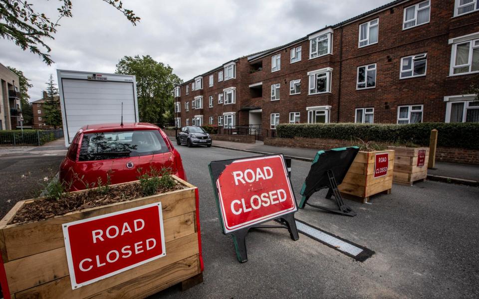 Road blocks in Lewisham, London, as cycle paths are set up - Jeff Gilbert/Jeff Gilbert