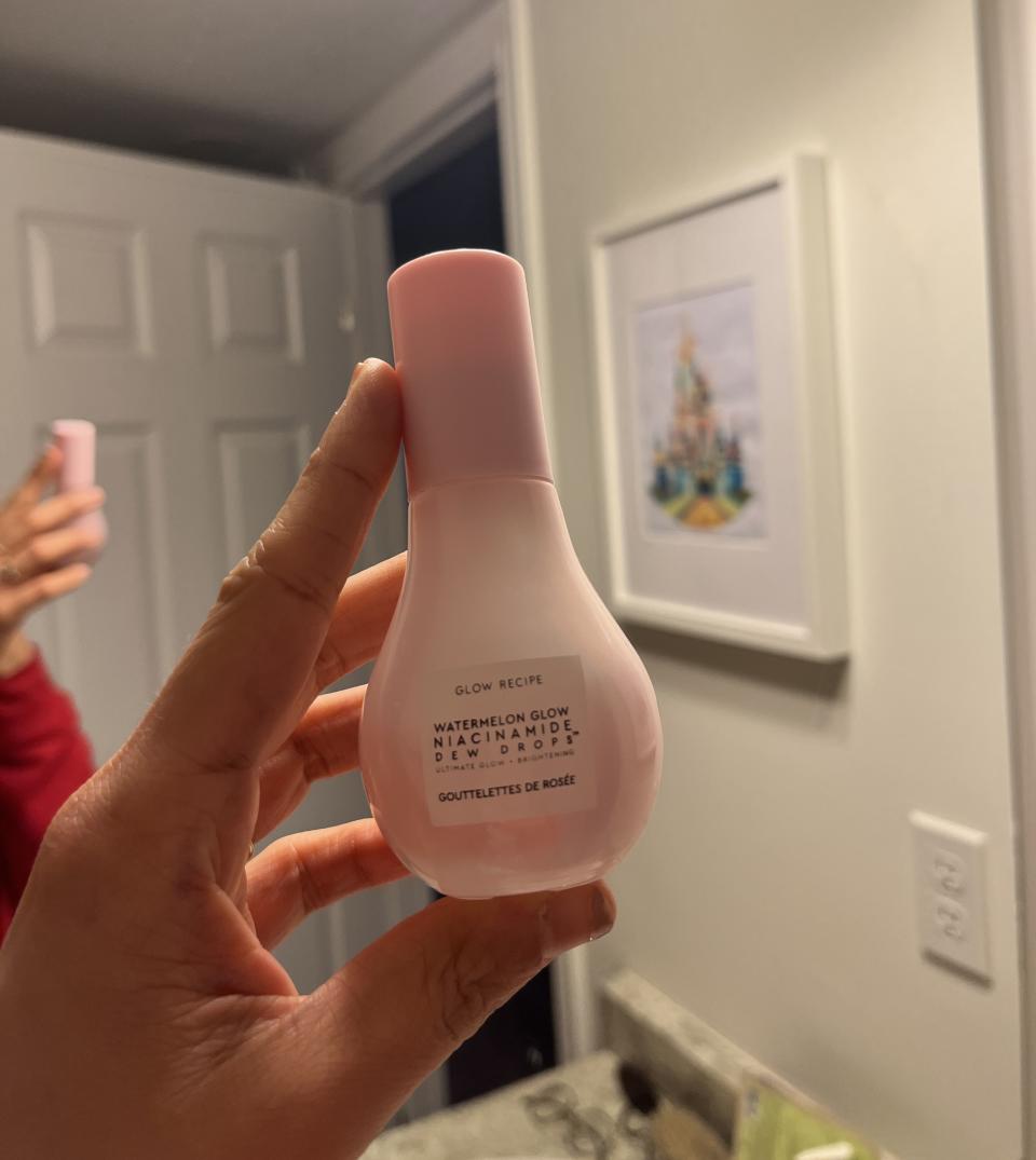 My (now half empty) Glow Recipe Watermelon Glow Niacinamide Dew Drops.