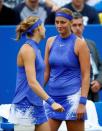 Tennis - WTA Premier - Aegon Classic - Edgbaston Priory Club, Birmingham, Britain - June 24, 2017 Czech Republic's Petra Kvitova after Czech Republic's Lucie Safarova (L) withdraws from the semi final due to injury Action Images via Reuters/Peter Cziborra