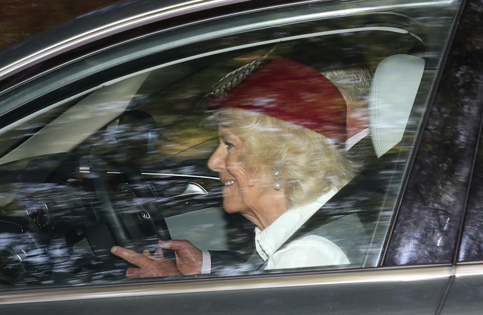 The Prince of Wales and Duchess of Cornwall leave Crathie Kirk after the Sunday church service near Balmoral, where members of the royal family are currently spending their summer holidays.