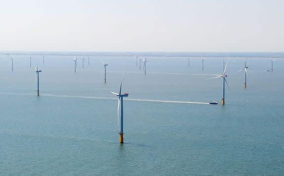 An offshore wind farm near Grimbsy, England.