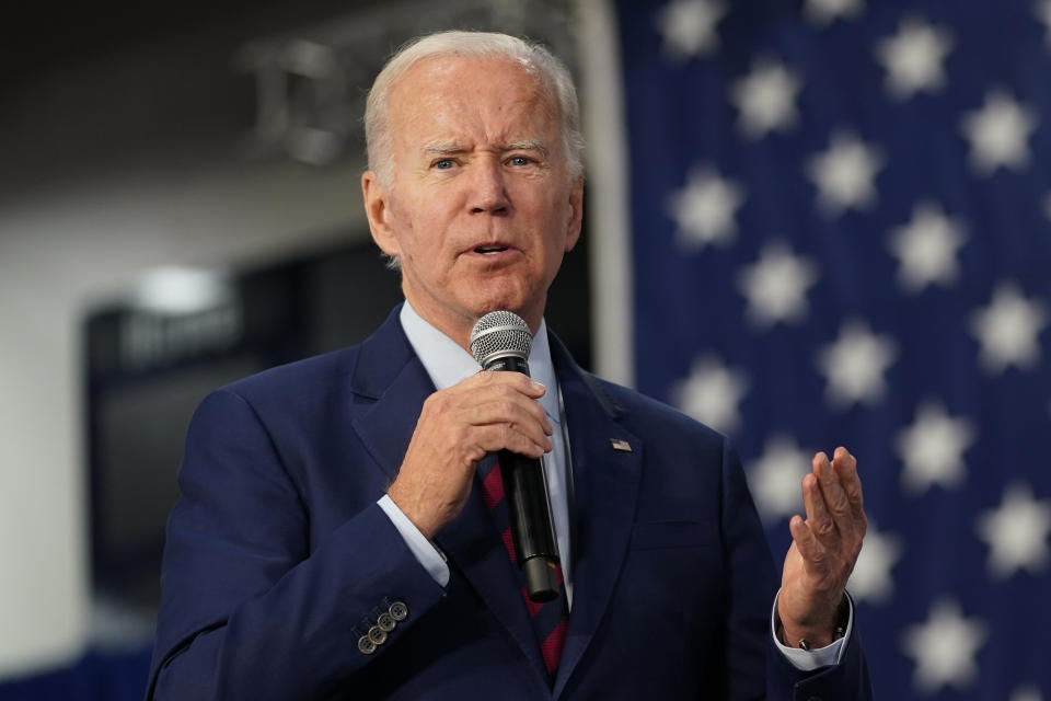 President Joe Biden speaks at a campaign event in support of Rep. Mike Levin, D-Calif., Thursday, Nov. 3, 2022, in San Diego. (AP Photo/Patrick Semansky)