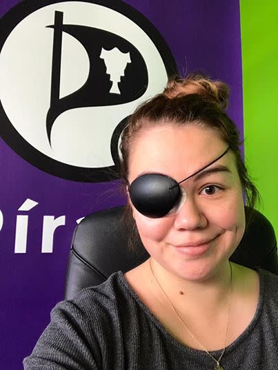 Eva Pandora Baldursdottir and her eyepatch (Eva Pandora Baldursdottir )