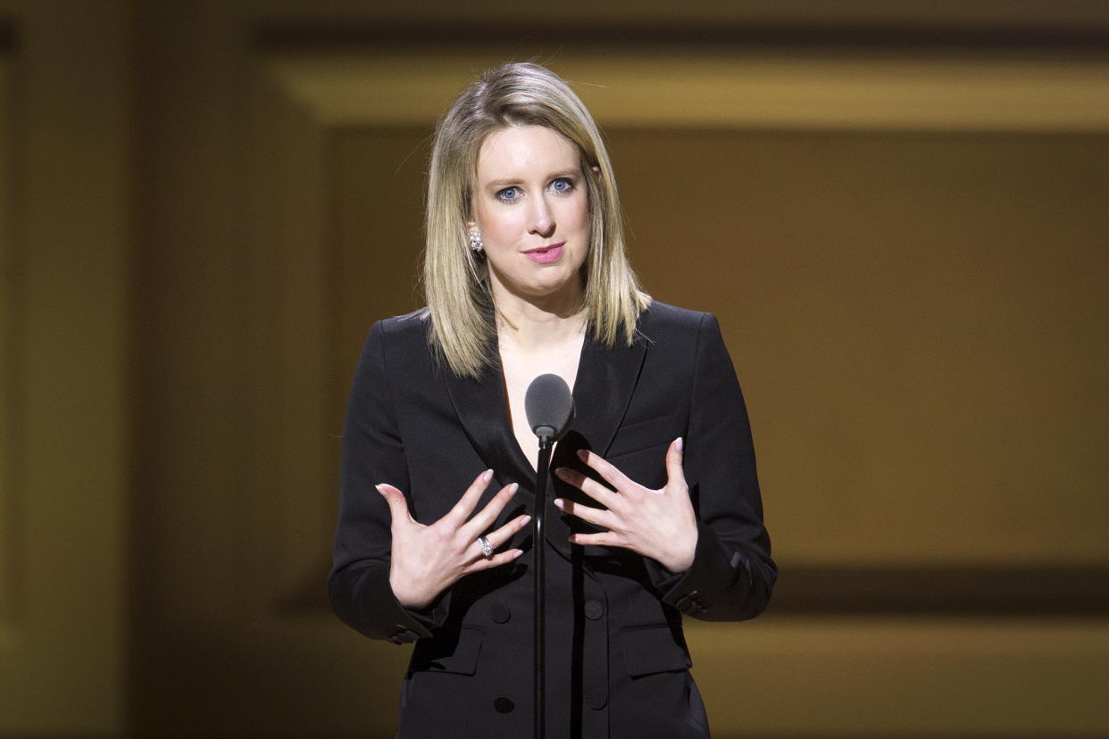 Theranos Chief Executive Officer Elizabeth Holmes speaks on stage at the Glamour Women of the Year Awards where she receives an award, in the Manhattan borough of New York November 9, 2015.    REUTERS/Carlo Allegri