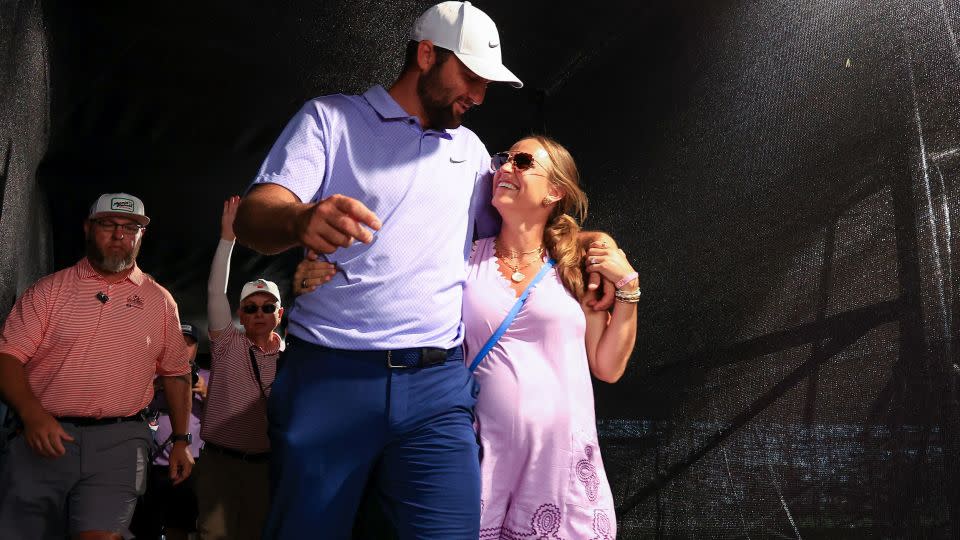 The couple celebrate Scheffler's triumph at the Arnold Palmer Invitational in March. - Mike Ehrmann/Getty Images