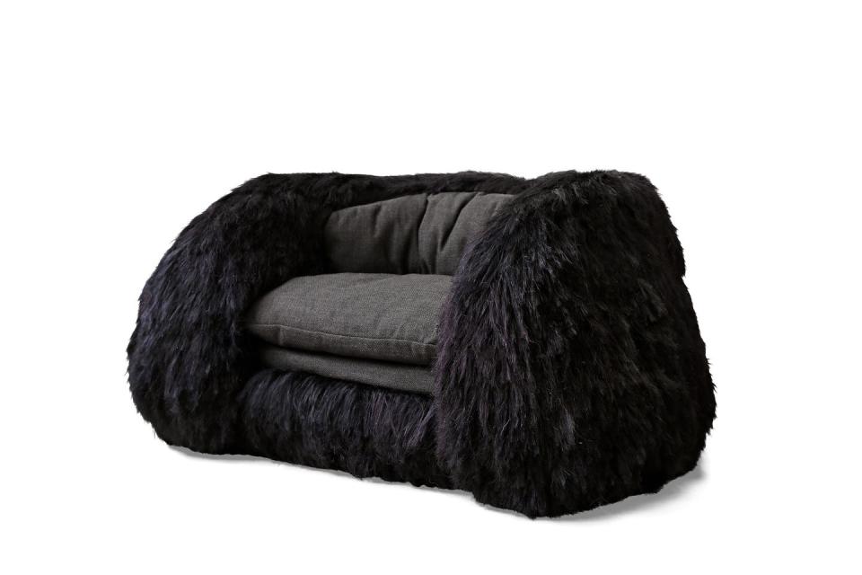 black furry chair