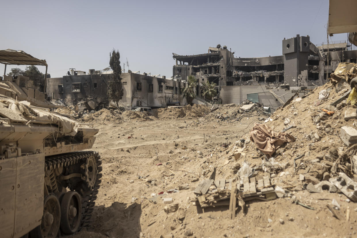 Damaged buildings at the Shifa Hospital complex in Gaza City, March 31, 2024. (Avishag Shaar-Yashuv/The New York Times)
