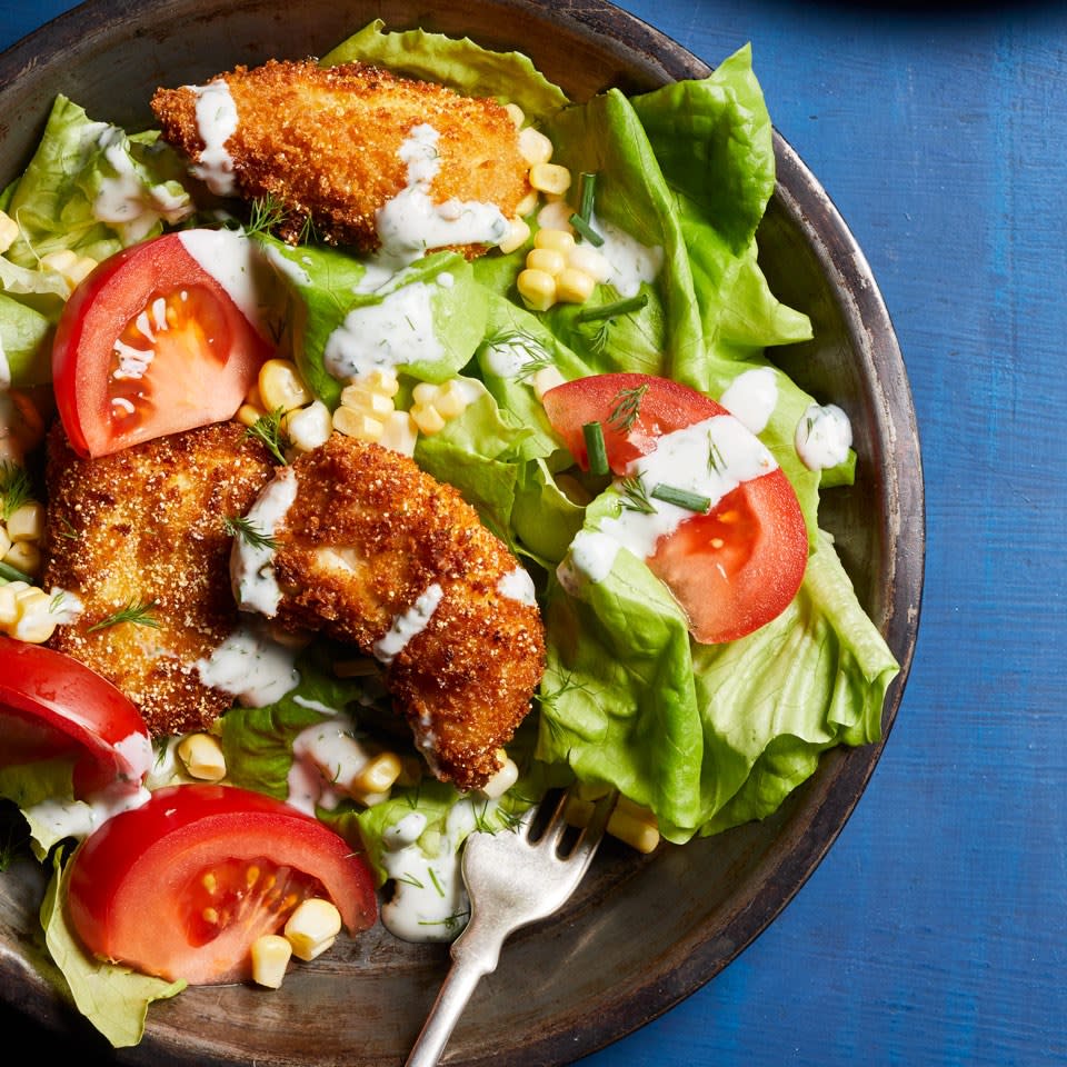 Fried Chicken Salad with Buttermilk Dressing