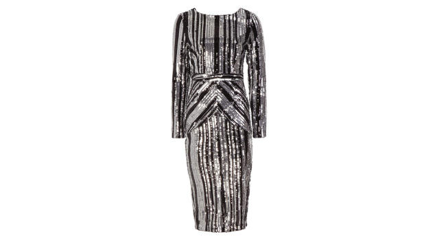 Boutique Lara Stripe Sequin Midi Party Dress