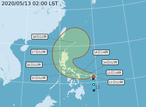 氣象局指出，颱風最接近台灣的時間是周日。（圖／翻攝自中央氣象局）