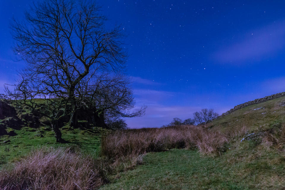 Moonlit Hadrians Wall is in the recently awarded Dark Sky Park in Northumberland