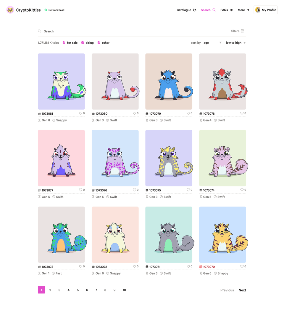 'CryptoKitties' is an online game that lets players buy, collect, sell and breed digital cats, all of them supported by the Ethereum blockchain.