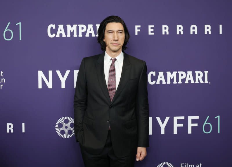 Adam Driver arrives on the red carpet for "Ferrari" during 61st New York Film Festival at Alice Tully Hall, Lincoln Center on October 13. The actor turns 40 on November 19. File Photo by John Angelillo/UPI