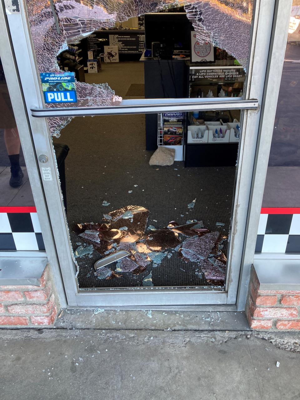 This was the aftermath of an October smash-and-grab burglary at Race Prep Hobbies in Simi Valley.