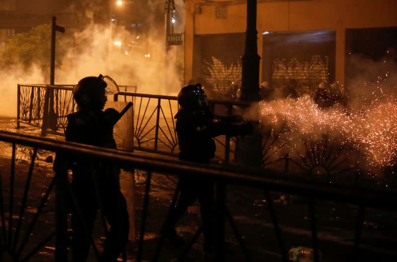 Demonstrators protest to demand President's step down, in Lima