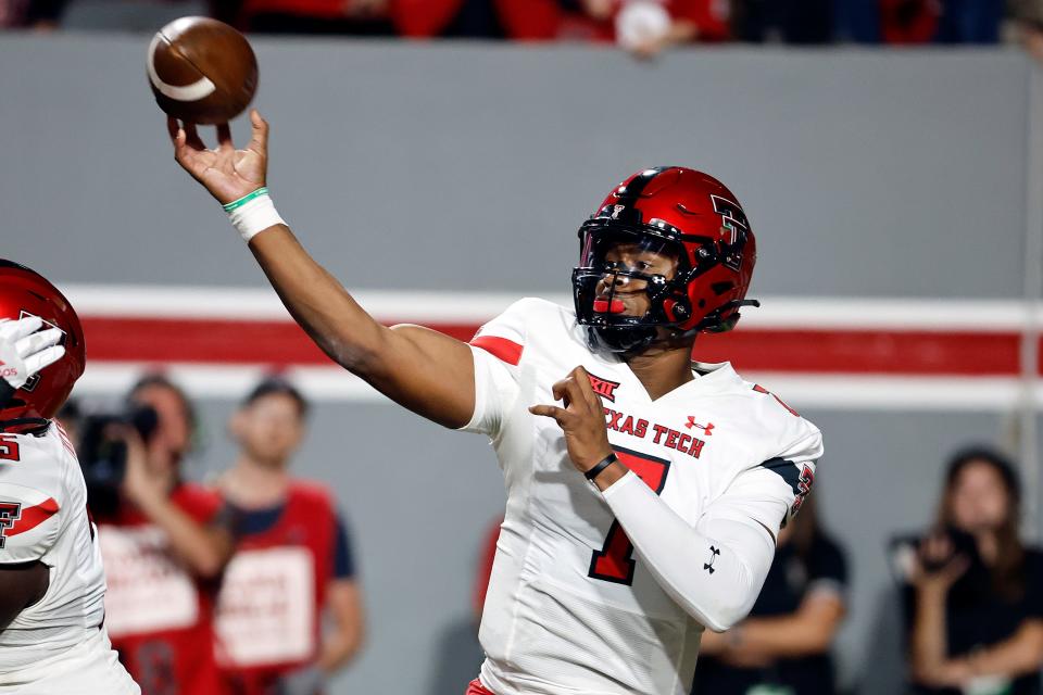 Texas Tech's Donovan Smith took over for starter Tyler Shough, who was injured in the season opener. Smith has passed for 786 yards while completing 64.5% of his 110 throws. He also can run.