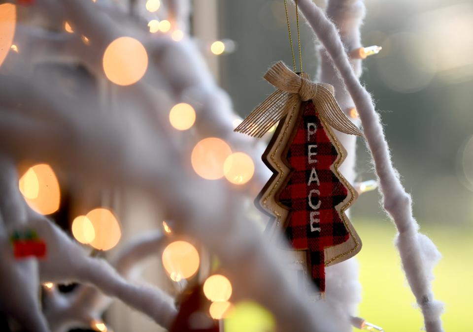 An ornament hangs inside Mimi's Dream Gift Shoppe at Planted Roots Garden Center in Plain Township.