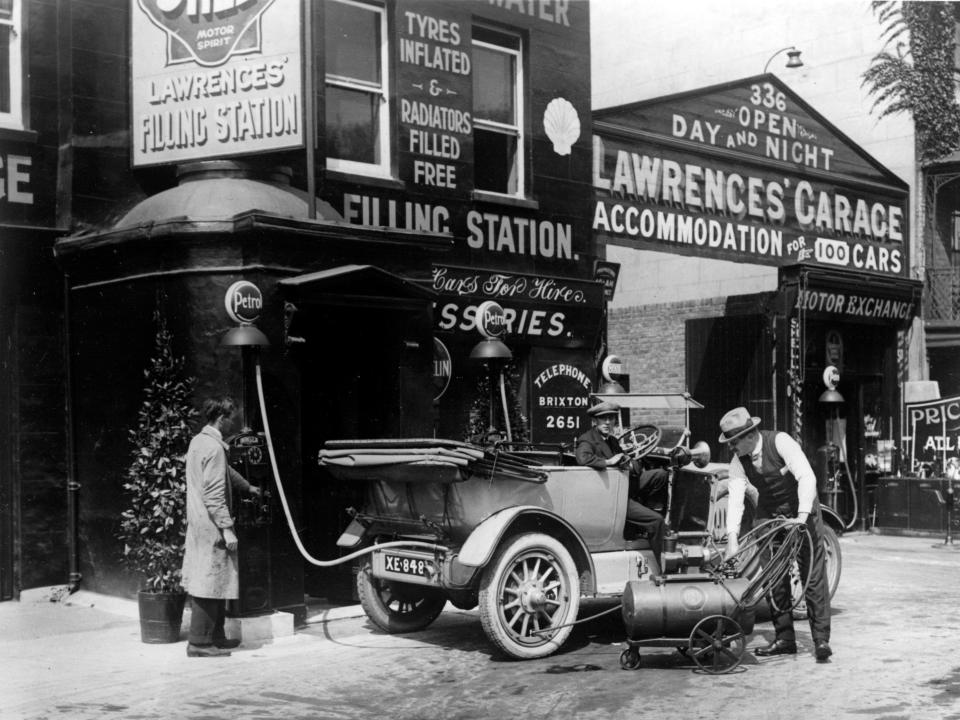 Lawrence's Garage in Brixton, London, in 1924.